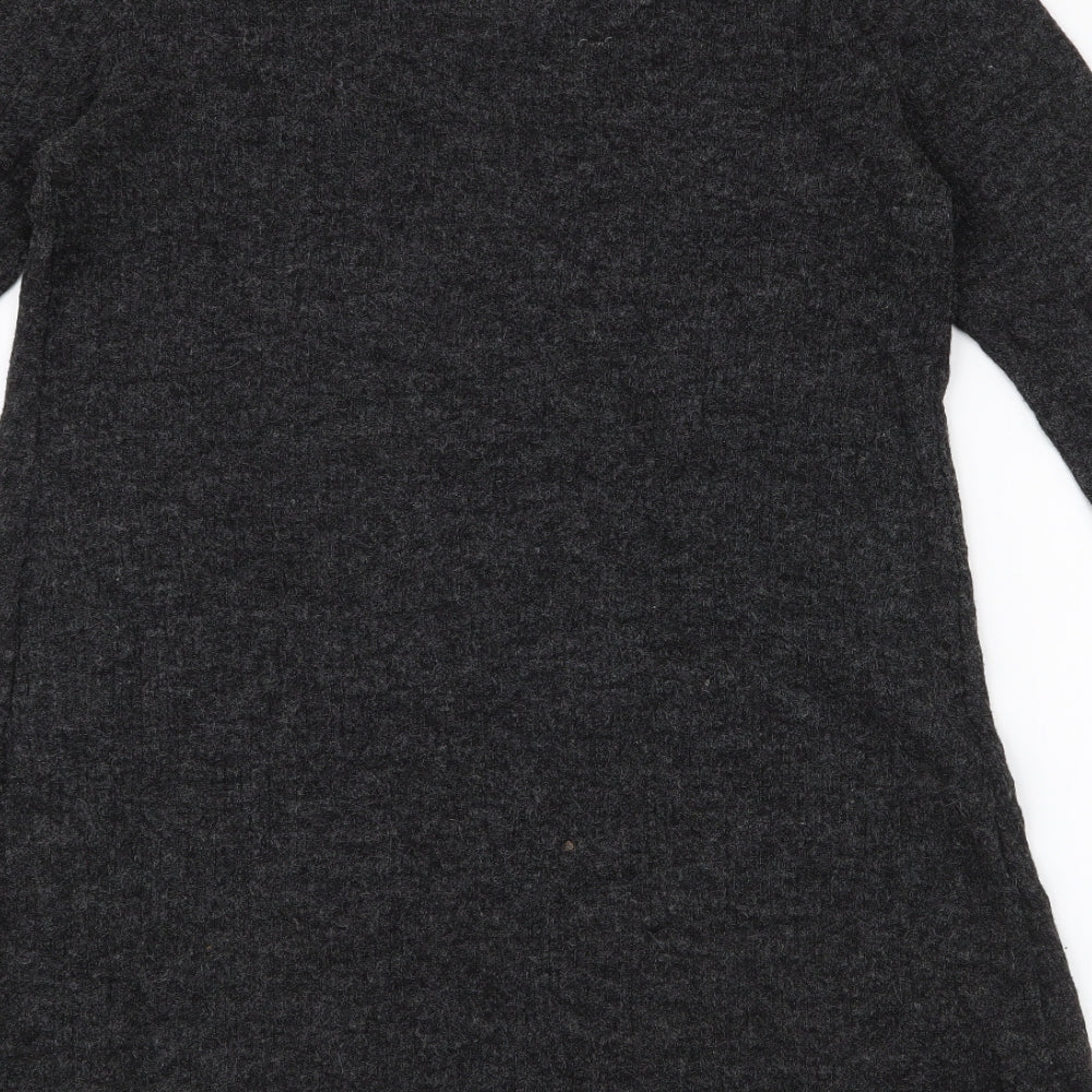 SheIn Womens Grey Polyester Jumper Dress Size S Round Neck Pullover