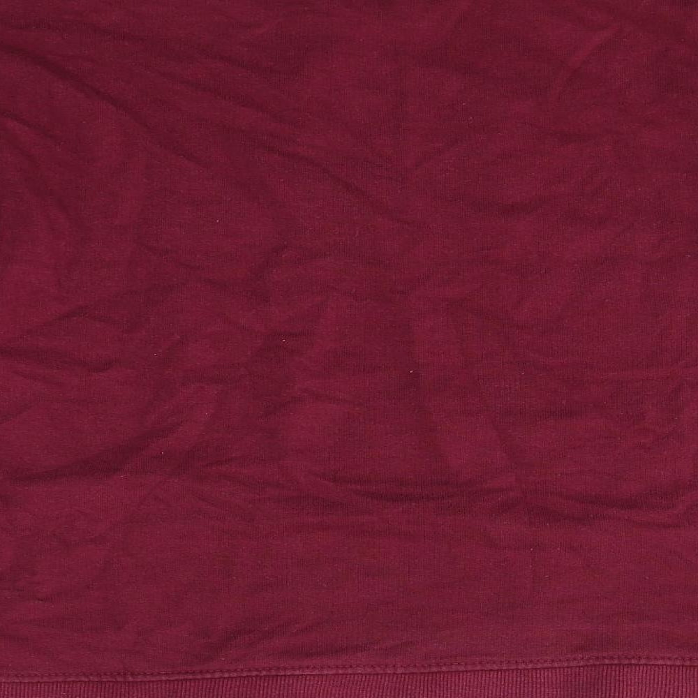 Brand and care label for Bershka women’s red polyester pullover sweatshirt, size M, - bad morning
