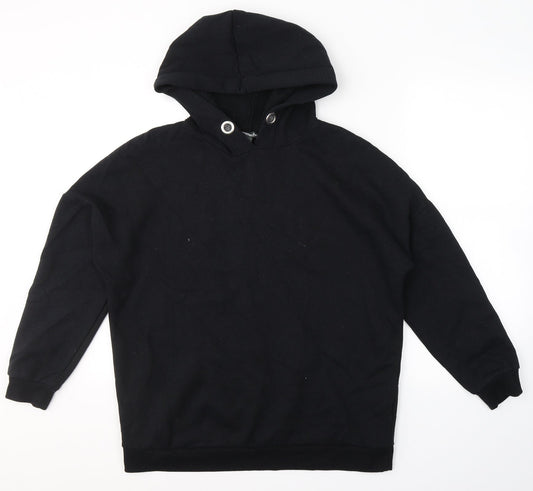 Additional front view of Bonmarché women’s black cotton pullover hoodie, size UK 14