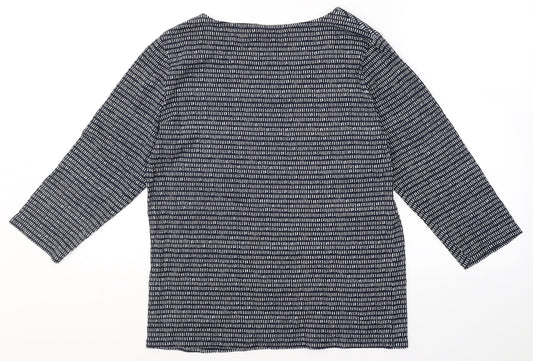 Bonmarché Womens Blue Polka Dot Cotton Basic Blouse Size 16 V-Neck