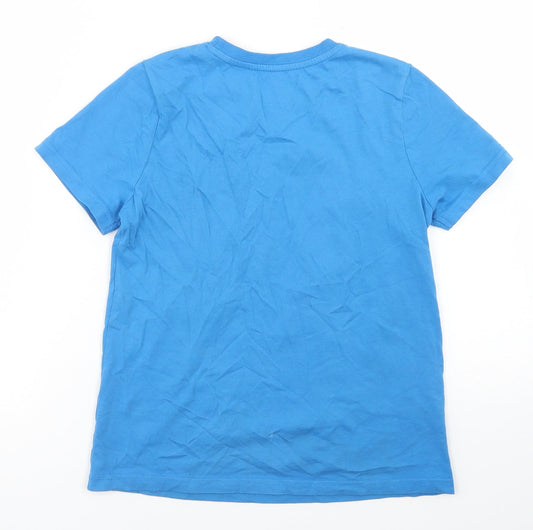 F&F Boys Blue Cotton Basic T-Shirt Size 7-8 Years Crew Neck - Rainbow