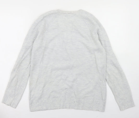 Gap Mens Grey V-Neck Cotton Pullover Jumper Size M