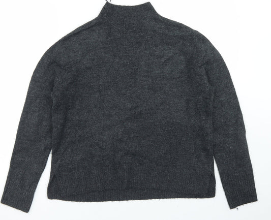 TU Womens Grey Mock Neck Acrylic Pullover Jumper Size 8