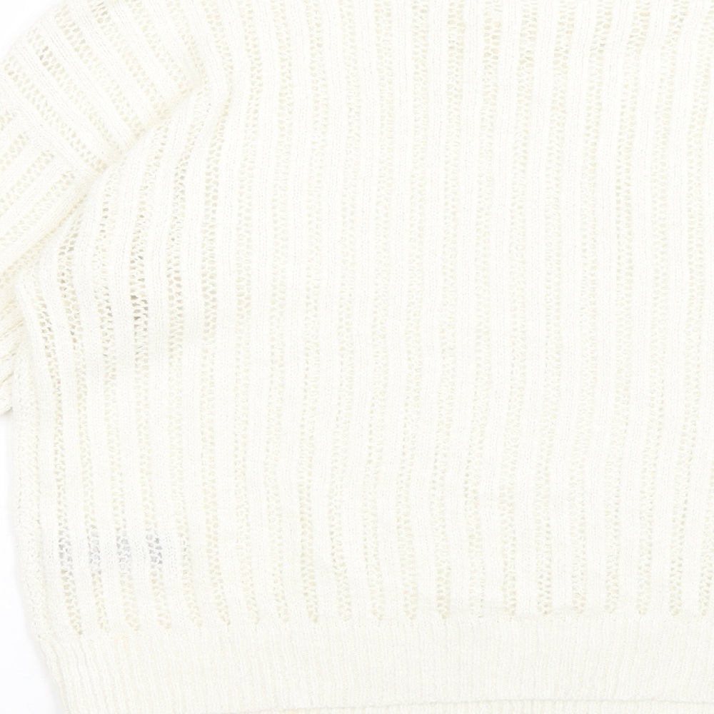 Primark Womens White Crew Neck Acrylic Pullover Jumper Size M