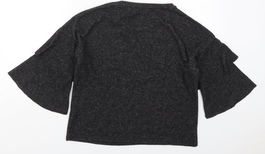New Look Womens Grey Round Neck Polyester Pullover Jumper Size S