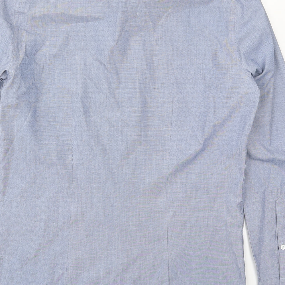 F&F Mens Blue Polyester Button-Up Size 14.5 Collared Button