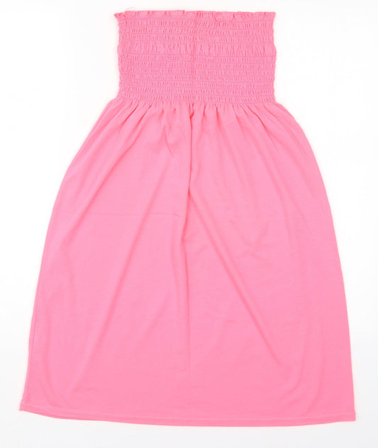 Boohoo Womens Pink Viscose Skater Dress Size 8 Round Neck Pullover