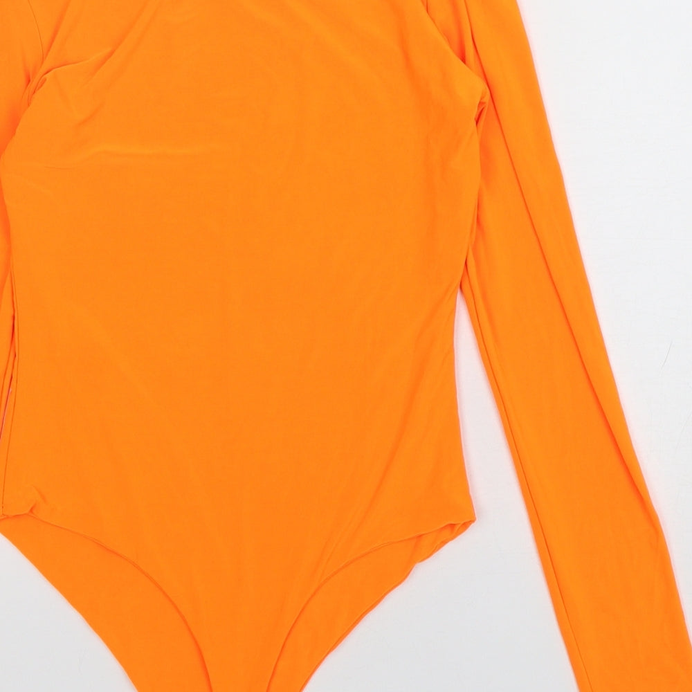 Boohoo Womens Orange Polyester Playsuit One-Piece Size 8 Snap