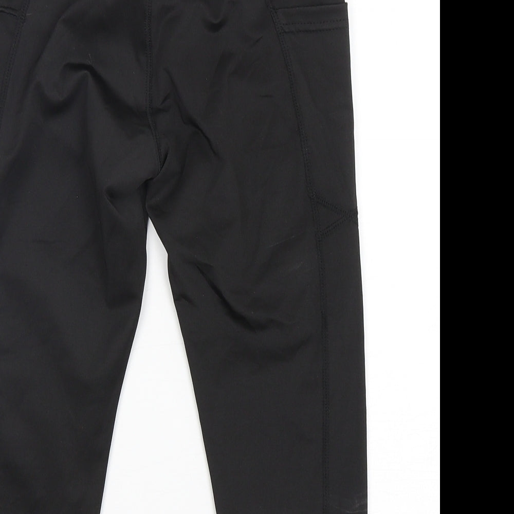Preworn Womens Black Polyester Pedal Pusher Leggings Size S L18 in Regular
