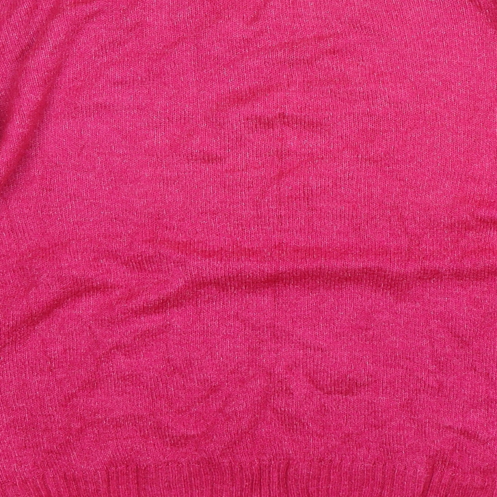 C&A Womens Pink Crew Neck Acrylic Pullover Jumper Size M