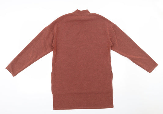 George Womens Orange Polyester Basic T-Shirt Size 8 High Neck