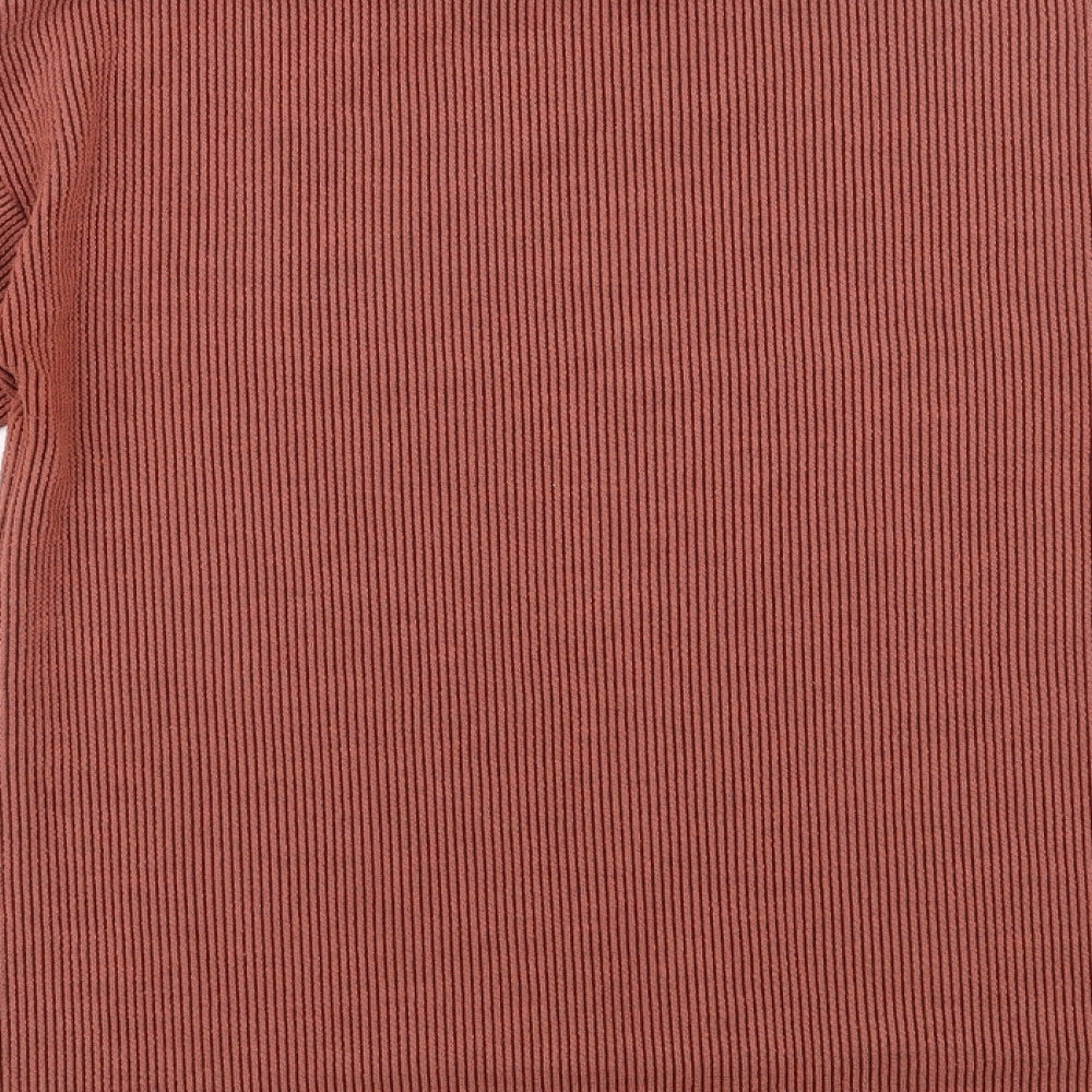 George Womens Orange Polyester Basic T-Shirt Size 8 High Neck