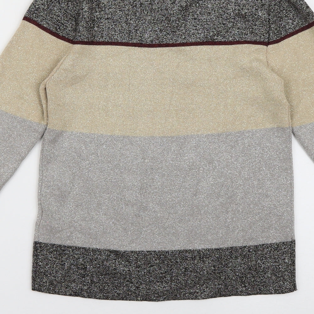 Womens UK Size 8 New Look Grey Jersey Blouse