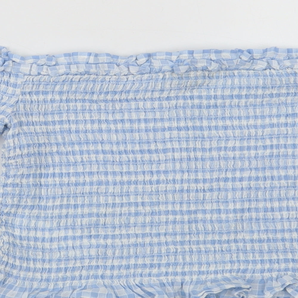 Womens UK Size 10 Miss Selfridge Blue Cropped Blouse