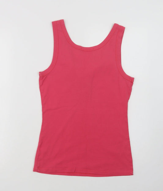 George Womens Pink Cotton Basic Tank Size 12 Scoop Neck