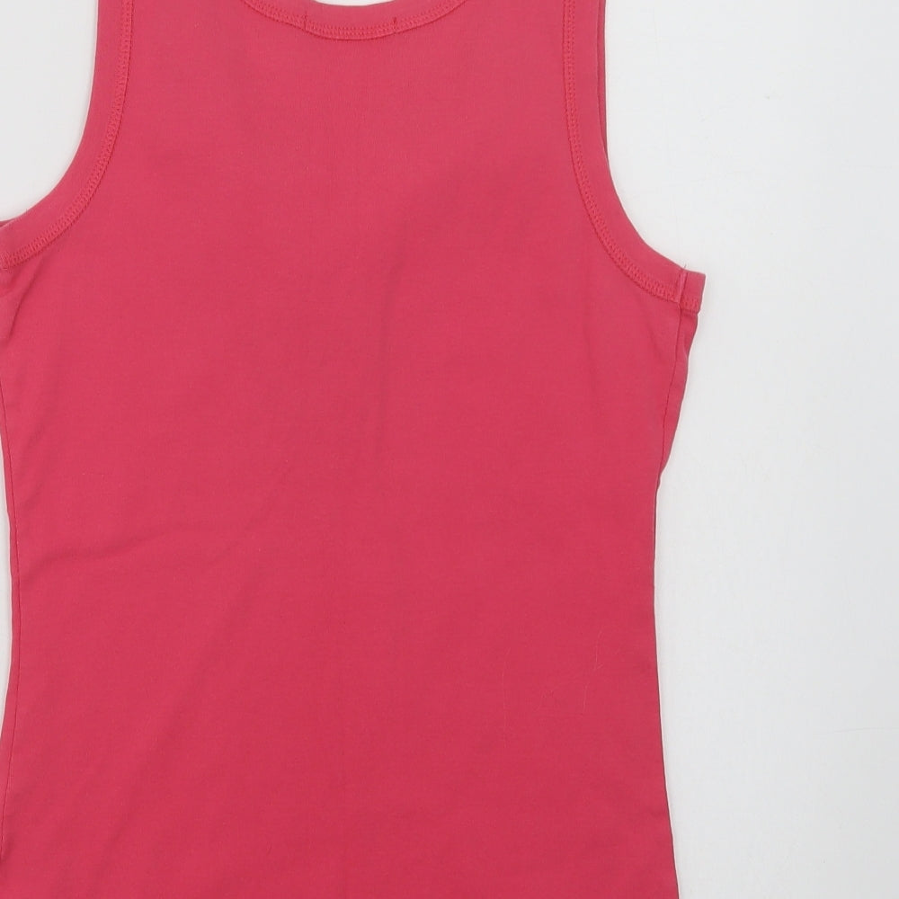 Brand and care label for George women’s pink cotton basic tank, size UK 12, scoop neck