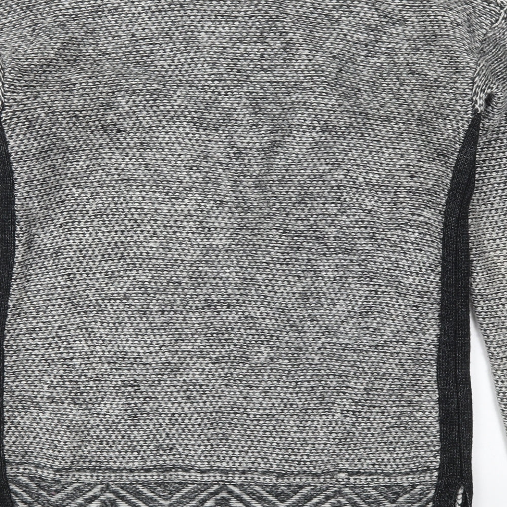 Gap Womens Grey V-Neck Geometric Acrylic Cardigan Jumper Size XS