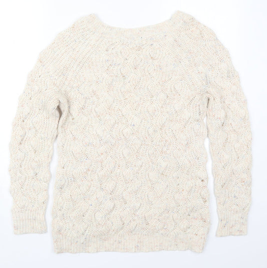 George Womens Beige Round Neck Acrylic Pullover Jumper Size 10