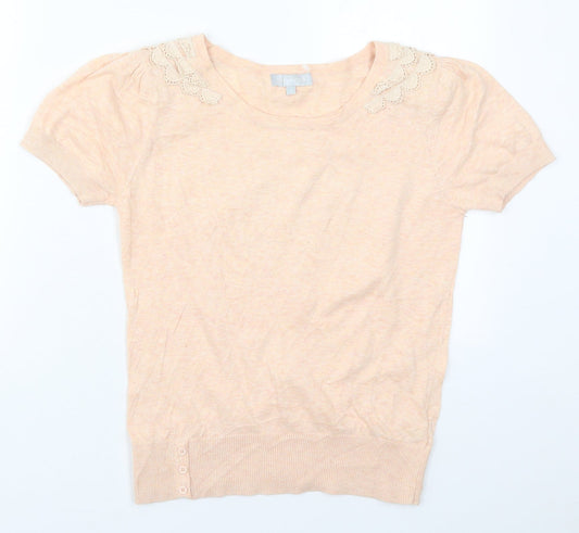 Red Herring Womens Pink Round Neck Cotton Pullover Jumper Size 12