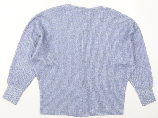 George Womens Blue Round Neck Polyester Pullover Jumper Size S