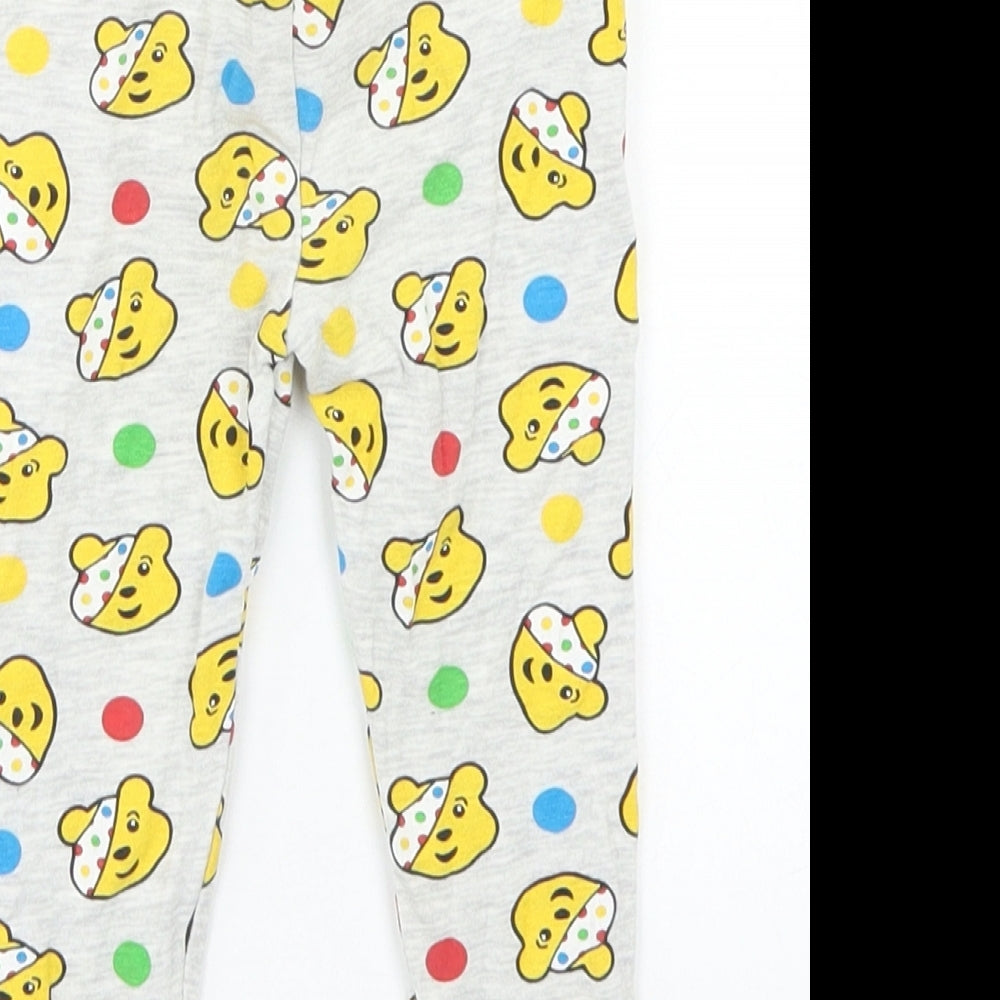 George Girls Grey Spotted Cotton Jogger Leggings Size 12-18 Months - Pudsey Bear Children in Need