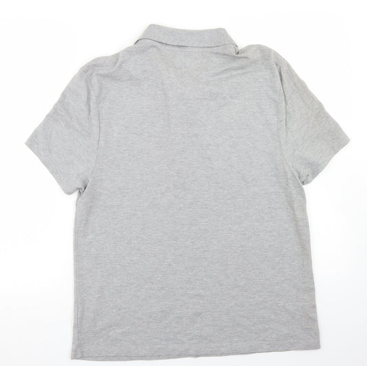 ASOS Mens Grey Cotton Polo Size XL Collared Button