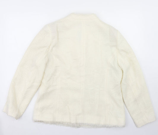 Back view of Classics women’s white acrylic jacket blazer, size UK 16