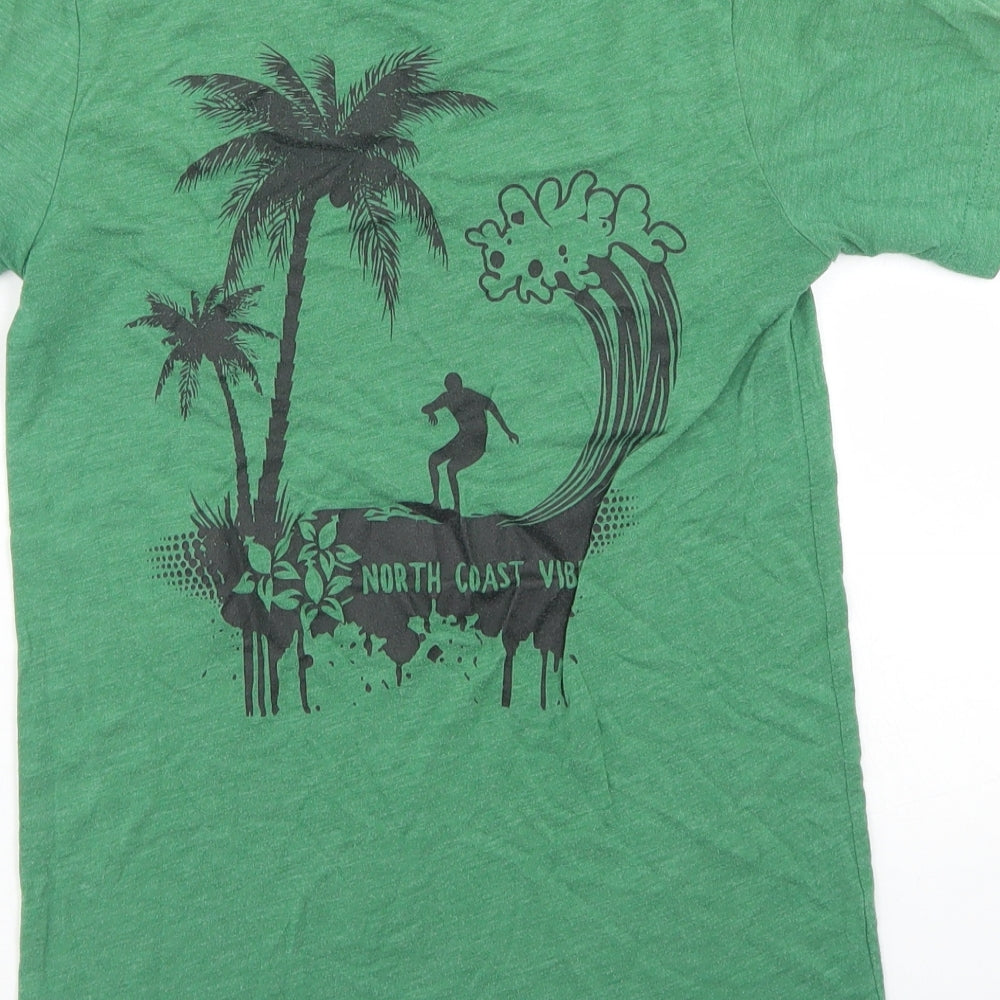 Womens UK Size XS Canvas Green Basic T-Shirt