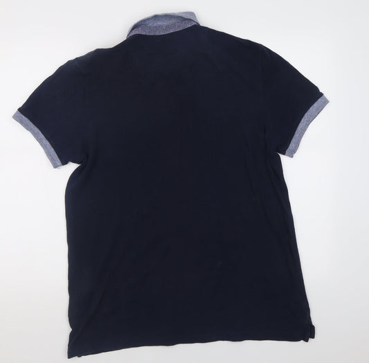 urban jeans Mens Blue Cotton Polo Size L Collared Button