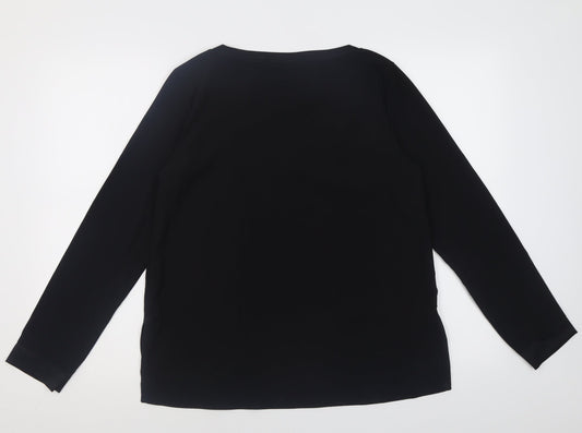 Back view of ESMARA women’s black polyester basic blouse, size UK 12, crew neck