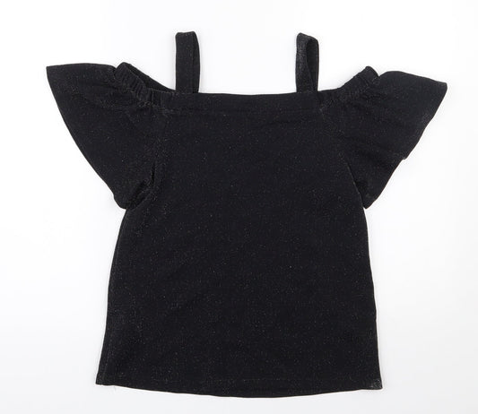 F&F Womens Black Polyamide Basic Blouse Size 8 Off the Shoulder