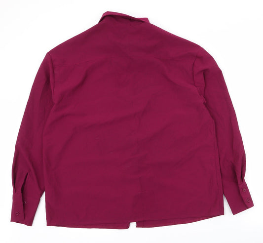SheIn Womens Purple Polyester Basic Button-Up Size S Collared