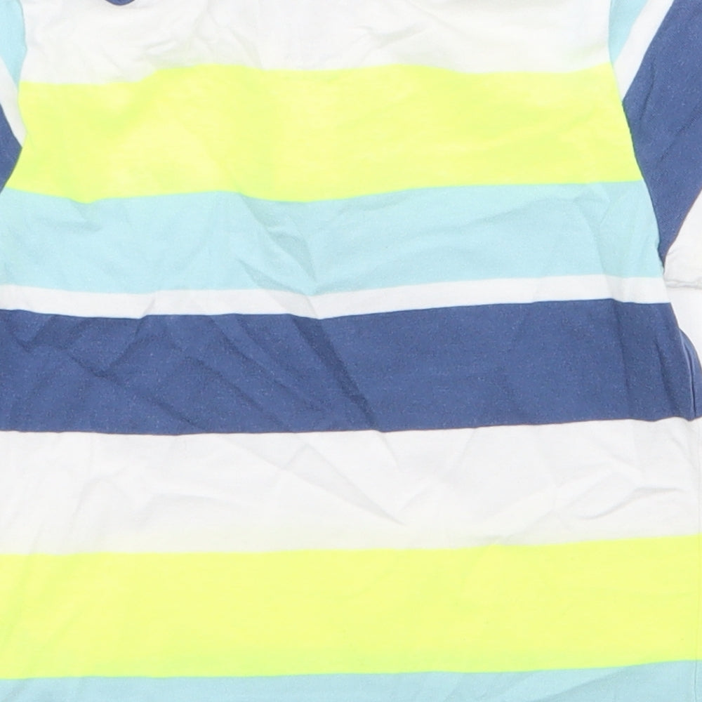 F&F Boys Multicoloured Striped Cotton Jersey Polo Size 2-3 Years Collared Button