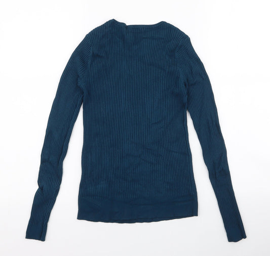 George Womens Blue Round Neck Viscose Pullover Jumper Size 8