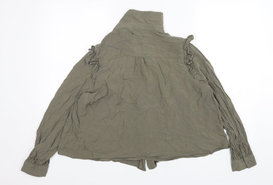 George Womens Green Viscose Basic Button-Up Size 14 Collared