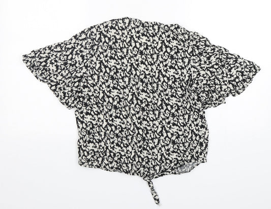 F&F Womens Multicoloured Animal Print Viscose Basic Button-Up Size 10 V-Neck