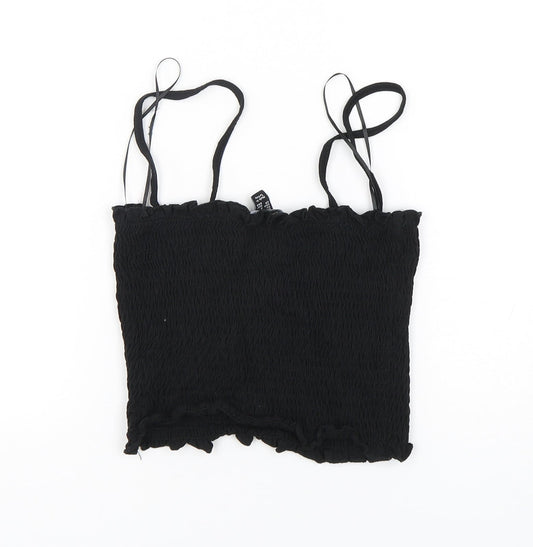 Womens UK Size 8 New Look Black Cropped Tank