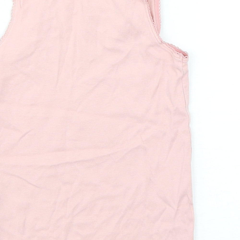 Marks and Spencer Girls Pink Cotton Basic Tank Size 5-6 Years Round Neck Pullover