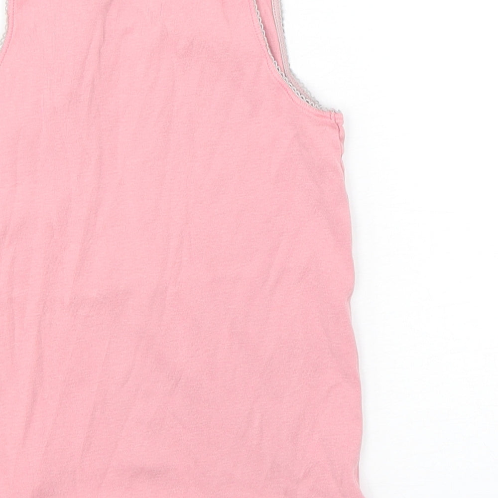 Marks and Spencer Girls Pink Cotton Basic Tank Size 5-6 Years Round Neck Pullover