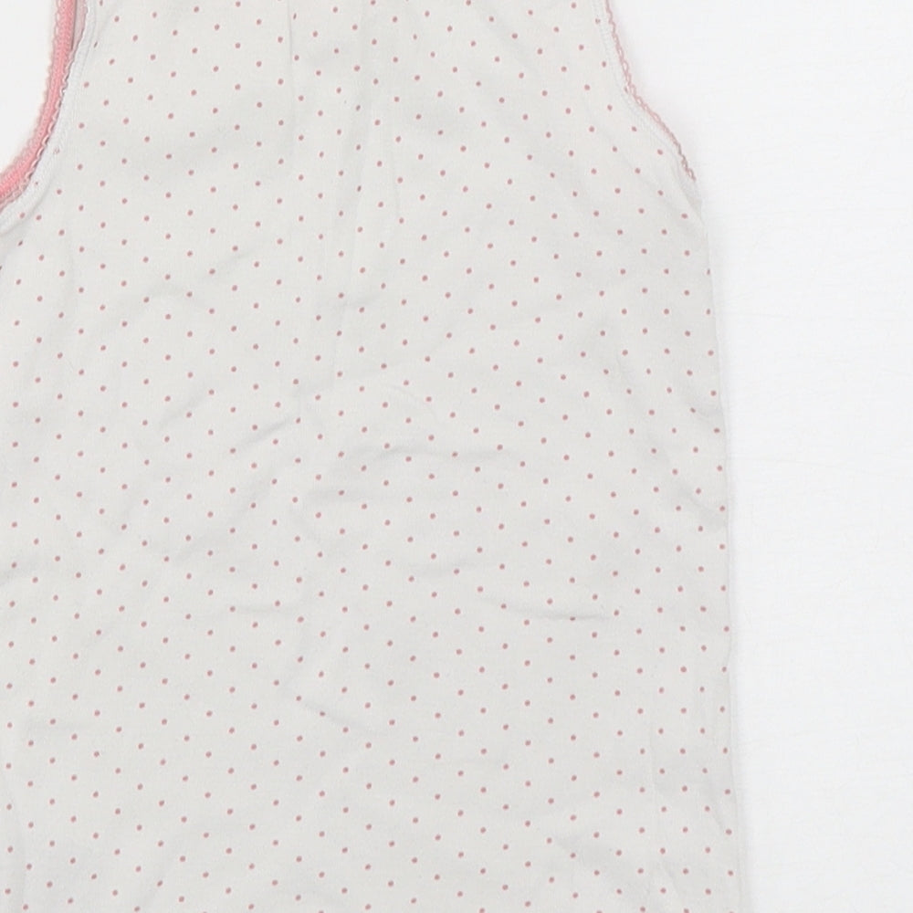Marks and Spencer Girls Multicoloured Polka Dot Cotton Basic Tank Size 5-6 Years Round Neck Pullover