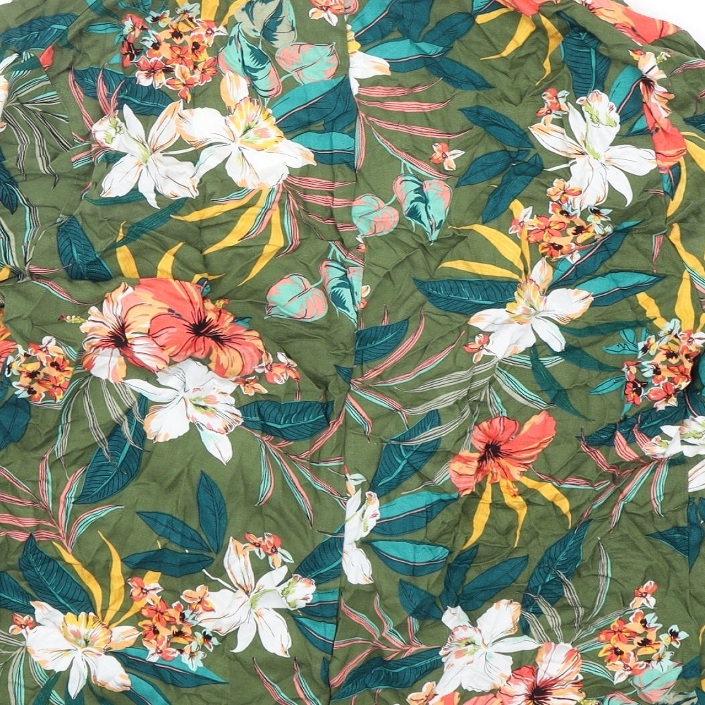 Brand and care label for Promod women’s green floral viscose jacket blazer, size UK 14