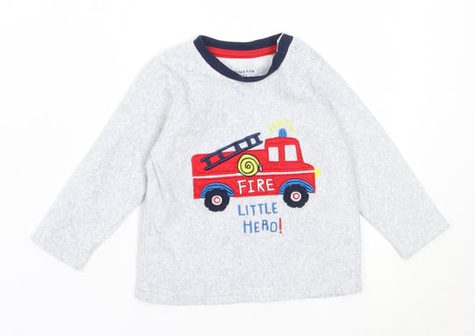 Primark Boys Grey Solid Polyester Cami Pyjama Top Size 6-9 Months - fire engine