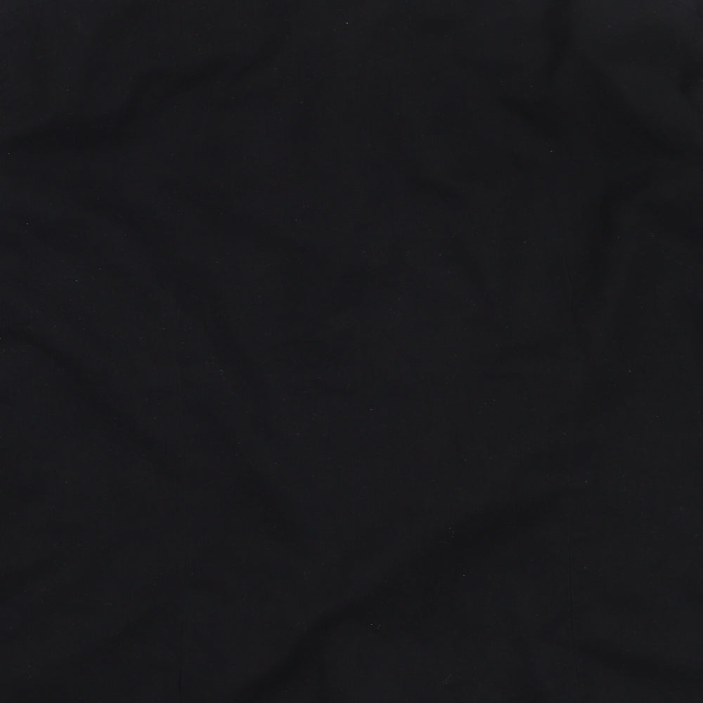 Refined Mens Black Polyester Button-Up Size L Collared