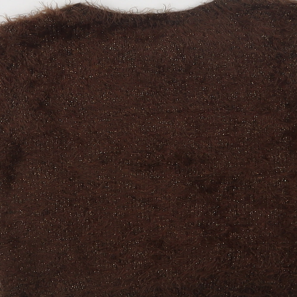 H&M Girls Brown Crew Neck Polyamide Pullover Jumper Size 2-3 Years - Magic