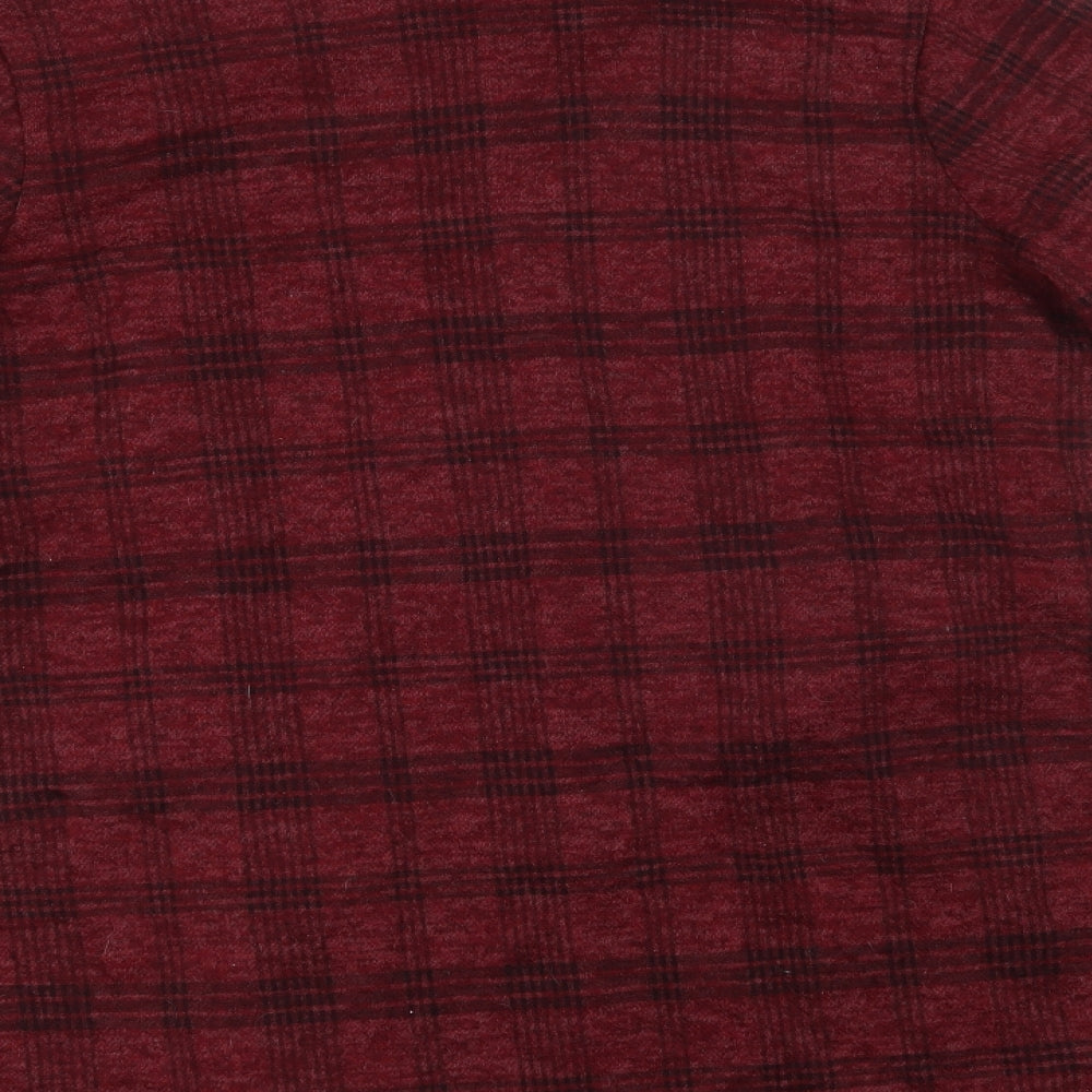 Maysa London Womens Red V-Neck Check Cardigan Jumper Size L