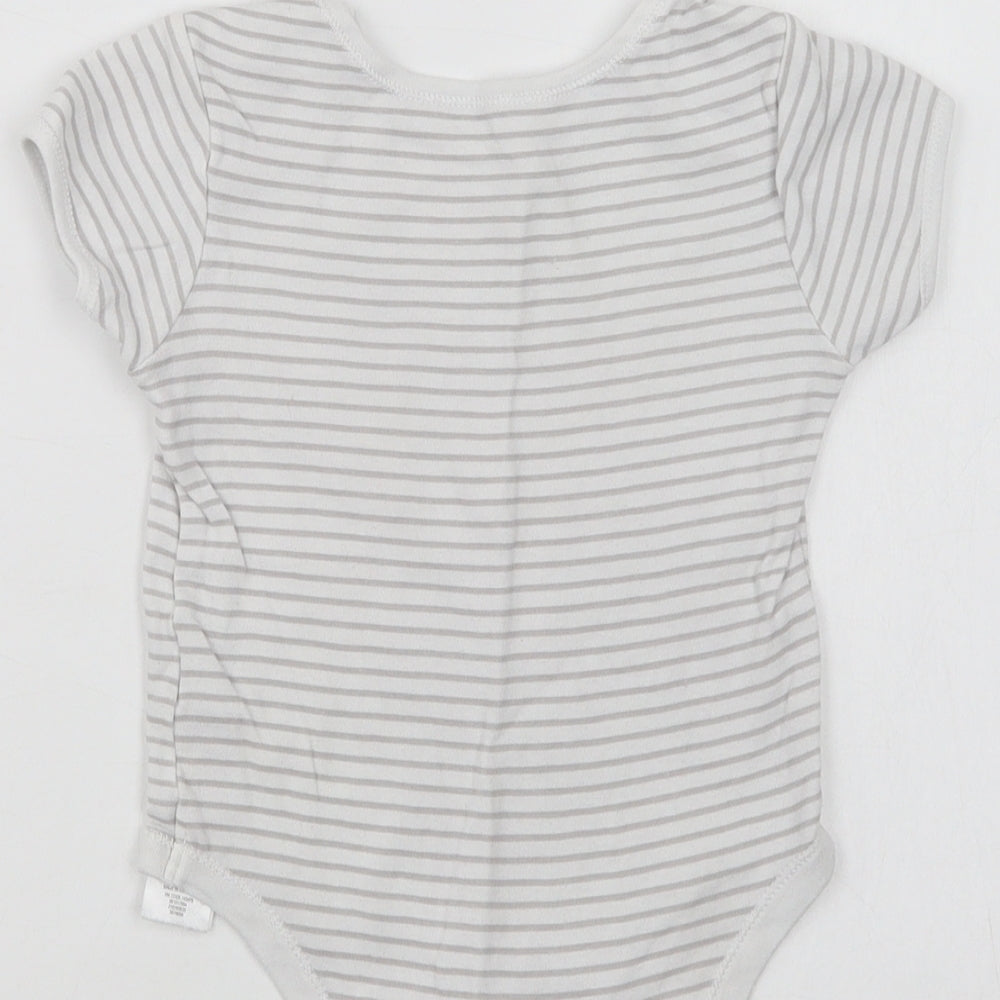Primark Baby White Striped Cotton Romper One-Piece Size 12-18 Months Snap