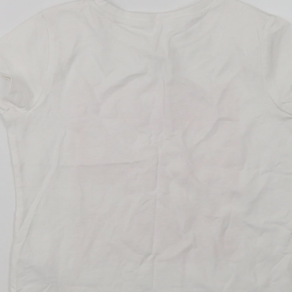 George Girls White Cotton Basic T-Shirt Size 6-7 Years Crew Neck - Summer Vibes