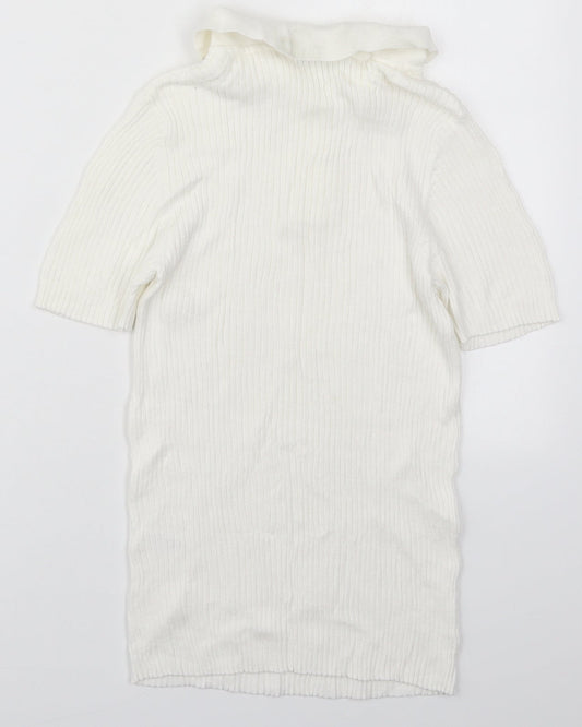 TU Womens White Cotton Basic Polo Size 8 Collared