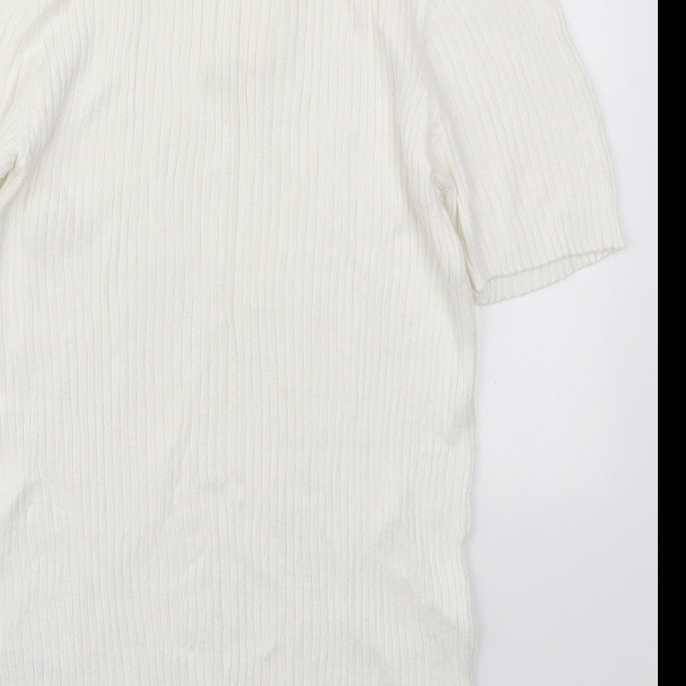 TU Womens White Cotton Basic Polo Size 8 Collared