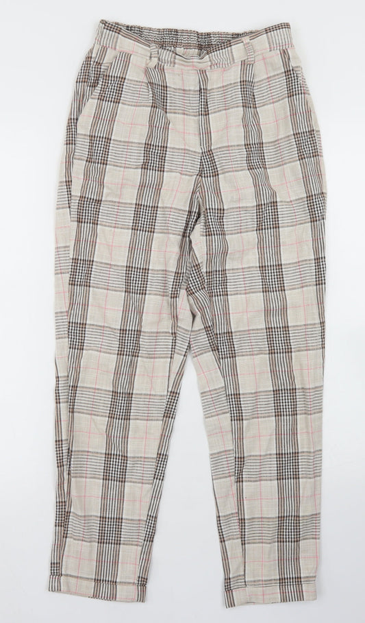 Womens UK Size XS Stradivarius Regular Fit Dress Pants Beige Trousers